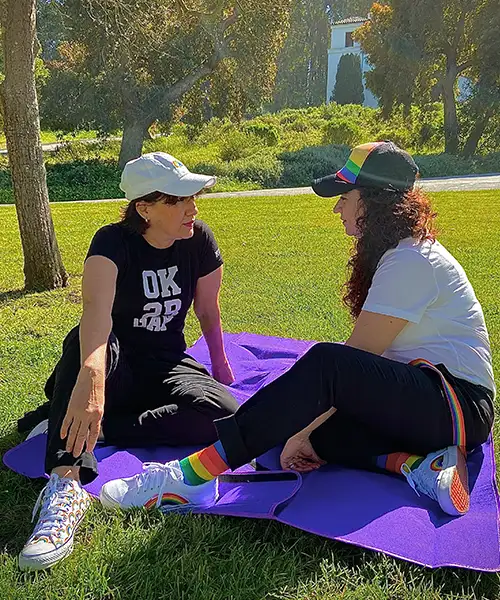Photo of two ladies at the park together. Photo of two ladies at the park together.